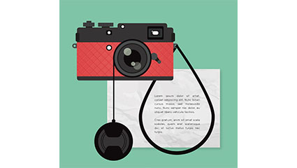 Fashion red camera Vector material