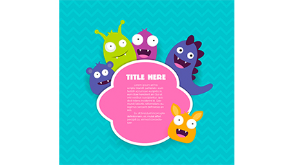 5 lovely monster tags vector material