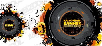 Halloween vector illustration round material