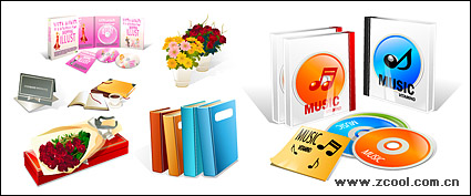 Books, such as CD-ROM icon vector material bouquets