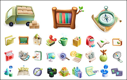 Cute exquisite three-dimensional icon vector material-1