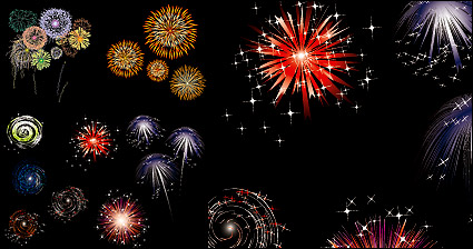 Colorful fireworks vector material