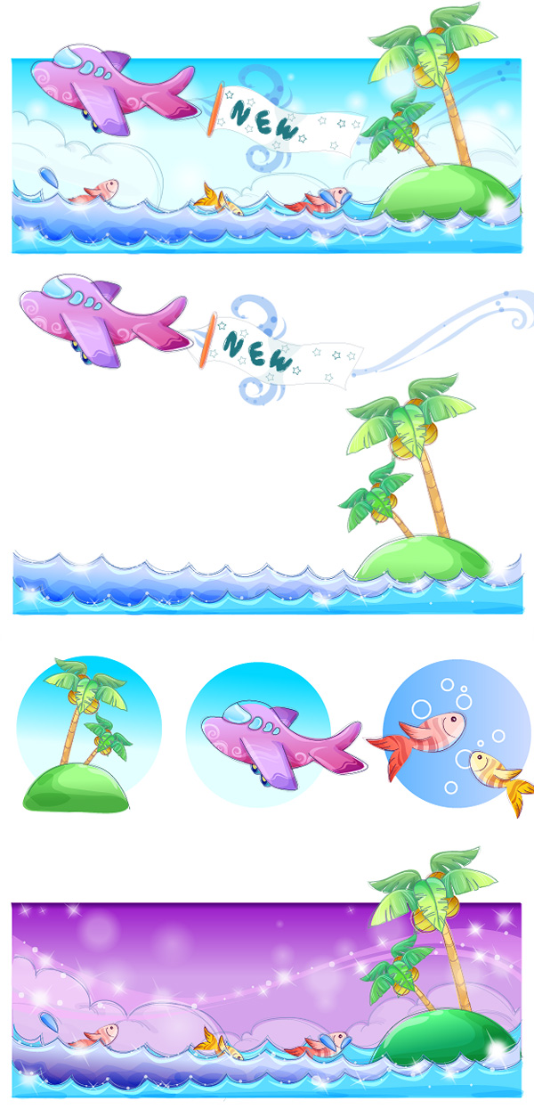 Hand-painted style, summer style series of vector -4