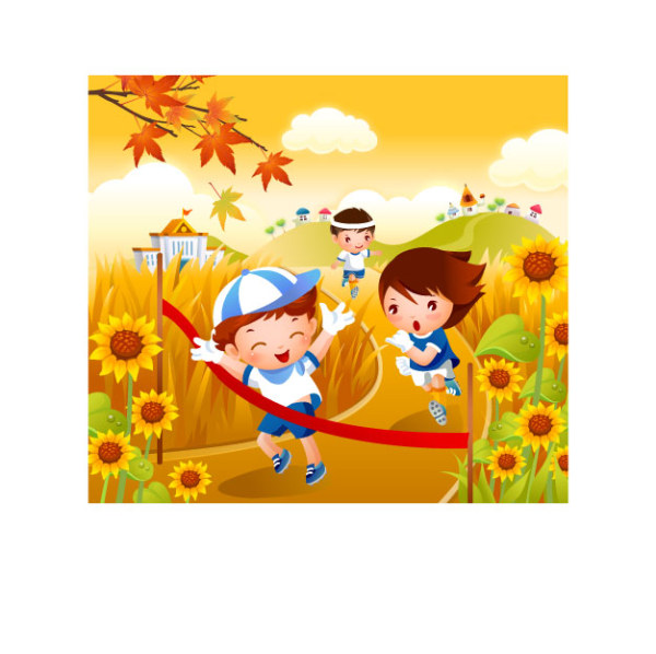 Children Running Vector 