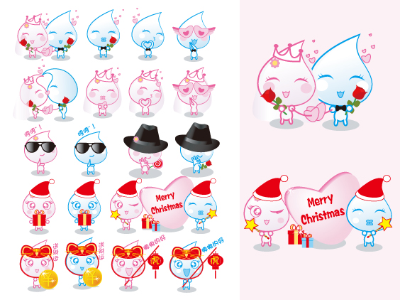 Cartoon cute little drop of water present