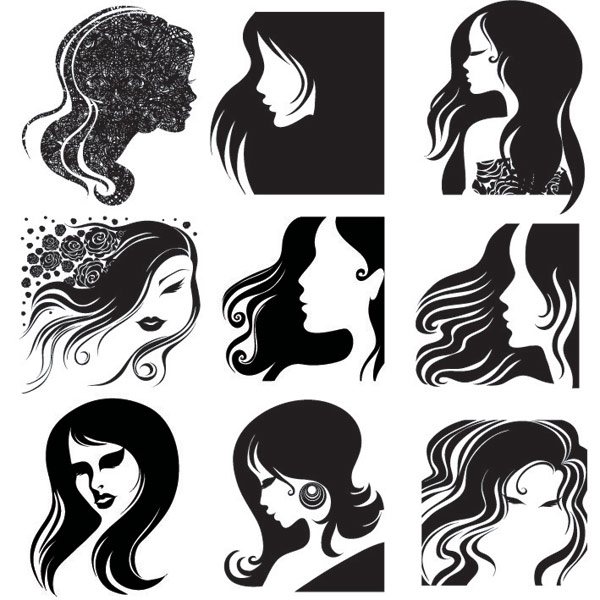 Female head, hair vector 