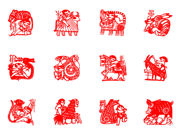 Zodiac paper-cut vector