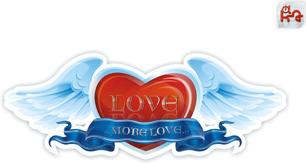 Wings, heart-shaped Valentine's Day Vector 