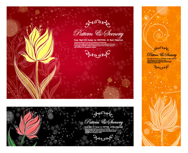 Tulips, hand-painted style, material 