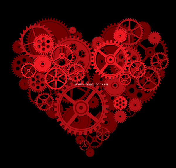 Gear formed by the large peach heart vector material