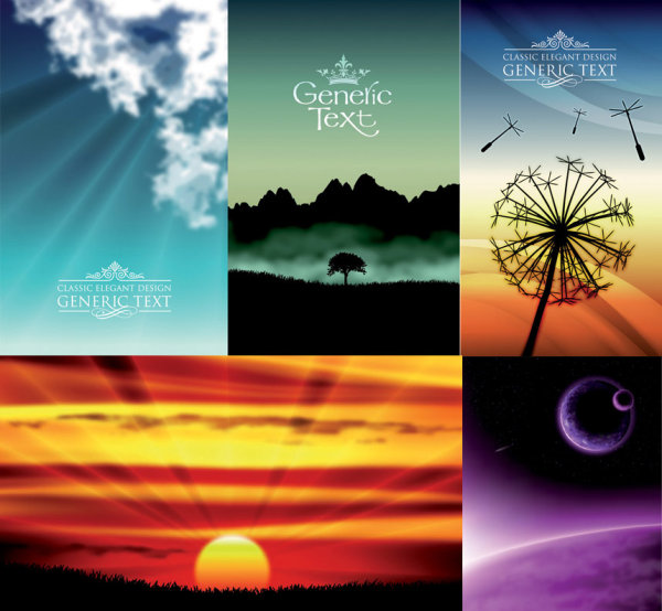 5 realistic landscape Vector 2