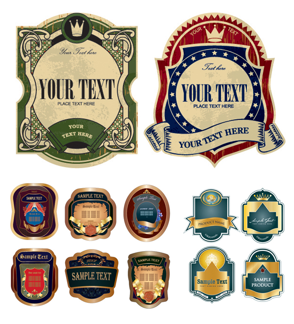 Vector gorgeous retro bottle stickers