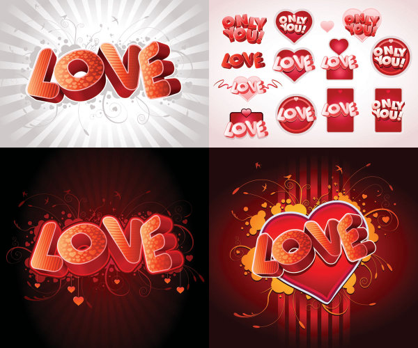 3D LOVE Fonts - Vector