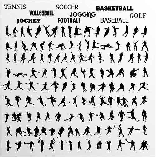 Vector silhouettes of various Players