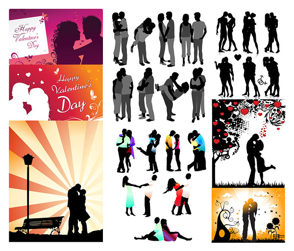 Romantic lover silhouette vector