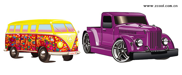 2 beautiful car vector material