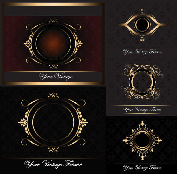 European gold border pattern vector material