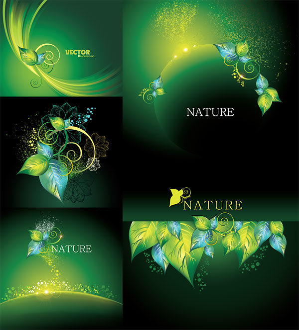 Dynamic green leaves background vector 