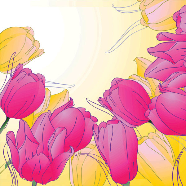 Hand-painted tulips vector -4 