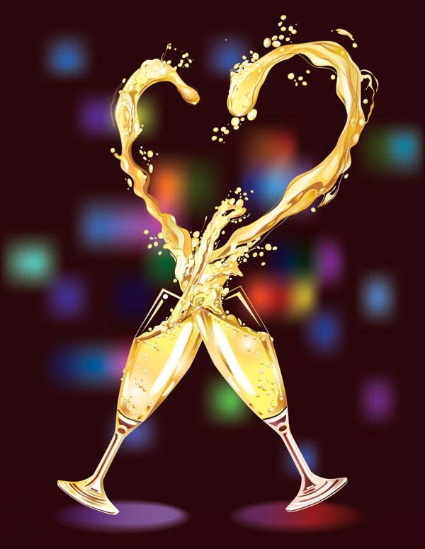 Heart-shaped champagne vector -3