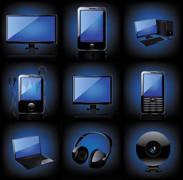 Blue technology products icon 03 - vector material