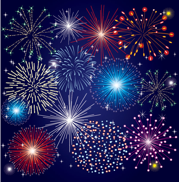 Colorful fireworks material 03-- vector material