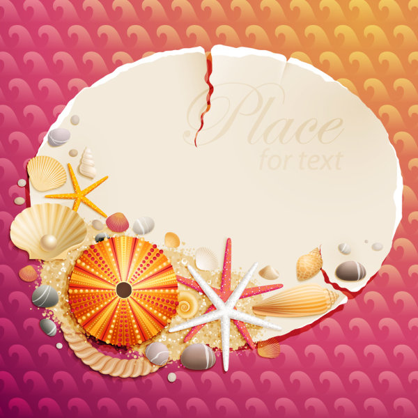 Shells and starfish material 01 - Vector