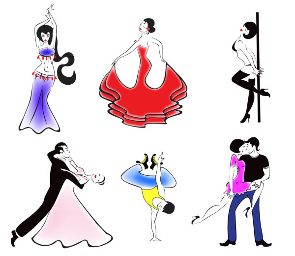 People silhouette dance 01 - vector material