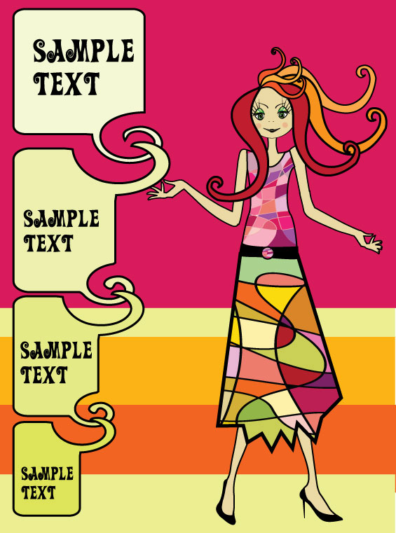 Cartoon beauty image 04 - vector material