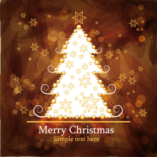 Brown gorgeous Christmas background 03 - vector material