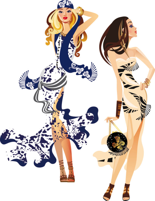 Female fashion illustrator 04 - vector