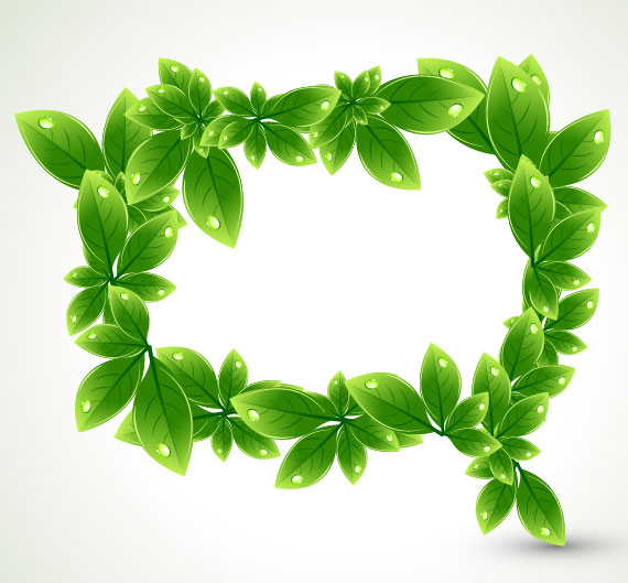 Green leaf shape border 03 - vector