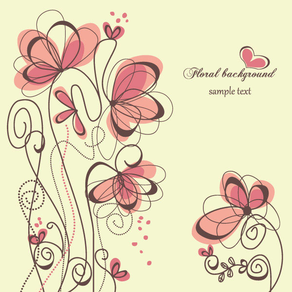 Fashion hand-painted flowers Vector -1