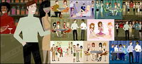 Series vector illustration of men and women of modern material-2