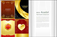 Gold Valentine��Day greeting card template vector material