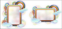 Rainbow clouds cute vector border