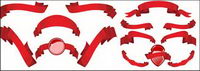 Several red ribbon ribbon vector material