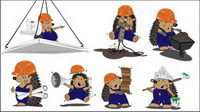Lovely hedgehog builder vector cartoon