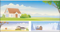 Four Seasons Landscape vector material