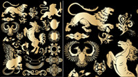 Golden European design elements vector material -1
