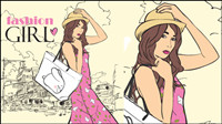 Cartoon fashion beauty 04 - vector