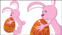 Cartoon bunny and egg 01 - Vector