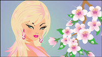 Cartoon Four Seasons Beauty 02-- vector material