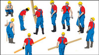 Vector of workers at work