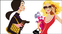 Female fashion illustrator 01 - vector
