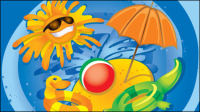 Cartoon Summer Pictures 02 - vector material