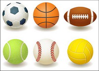 Football, basketball, rugby, tennis, baseball, volleyball vector material