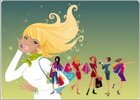 White-collar, scarves, handbags and shopping vector material