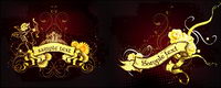 Two gorgeous golden banner Continental pattern vector material