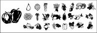Black and white vector material fruits and vegetables